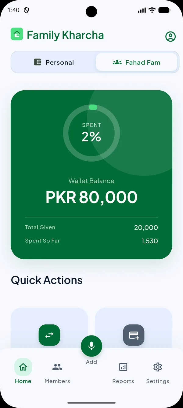 فیملی خرچہ ڈیش بورڈ
